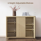 SICOTAS Buffet Cabinet with Storage Accent Sideboard with 3 Doors Modern 46.6" Wide Credenza Fluted Buffet Table Media Console Cabinet Entryway Cabinets for Living Room Kitchen Dining Room Hallway