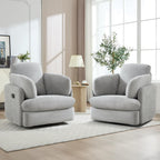 CANMOV Swivel Rocker Recliner, Manual Recliner Chair for Adults, Nursery Glider Rocking Chair with 2 Bolster Pillows and Hidden Storage, Light Grey