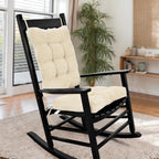 Rocking Chair Cushion for Elderly Sitting, Back Pillow & Seat Cushion with Ties, Luxury Chenille Fabric Non-Slip Chair Pad for Rocker, Beige, 21.6x17x2/ 17x17x3