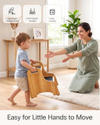 StrongTek Wooden 2-Step Stool for Kids, Non-Slip Surface with Handles, 350 lb Capacity, Toddler Step Stool for Bathroom, Kitchen and Bedroom (Natural)