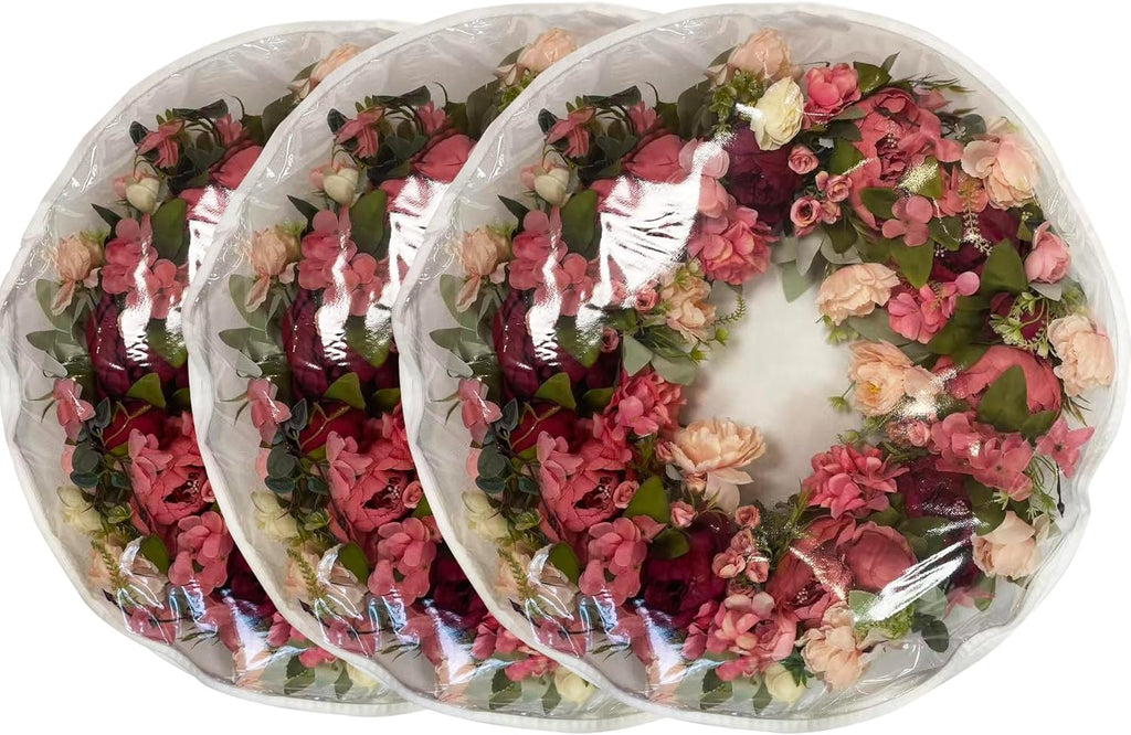 Wreath Storage Container 24 inch 2 Packs with Clear Window, Large Wreath Storage Container,LightWeight Portable Container for Christmas Decorative Wreath Bag (2)