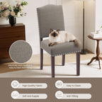 Upholstered Dining Chairs Set of 6 with Thickened Seat Cushion, Wooden Mid-Century Modern Fabric Farmhouse Kitchen Chairs for Dining Room Living/Restaurant/Reading Room