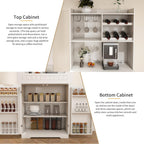 HRVEOCEI 71" Pantry Cabinets for Kitchen Storage, White Farmhouse Kitchen Hutch Cabinet with Open Shelving, Tall Freestanding Food Pantry & Pantries with Drawer for Dining Room (Cabinet)