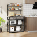 Mexin Baker's Rack with Power Outlet, 5-Tier Kitchen Storage Shelf with 2 Drawers, Industrial Microwave Stand Coffee Bar Station, 58.5" Heavy Duty Utility Rack for Spice Pots and Pans, Gray Oak
