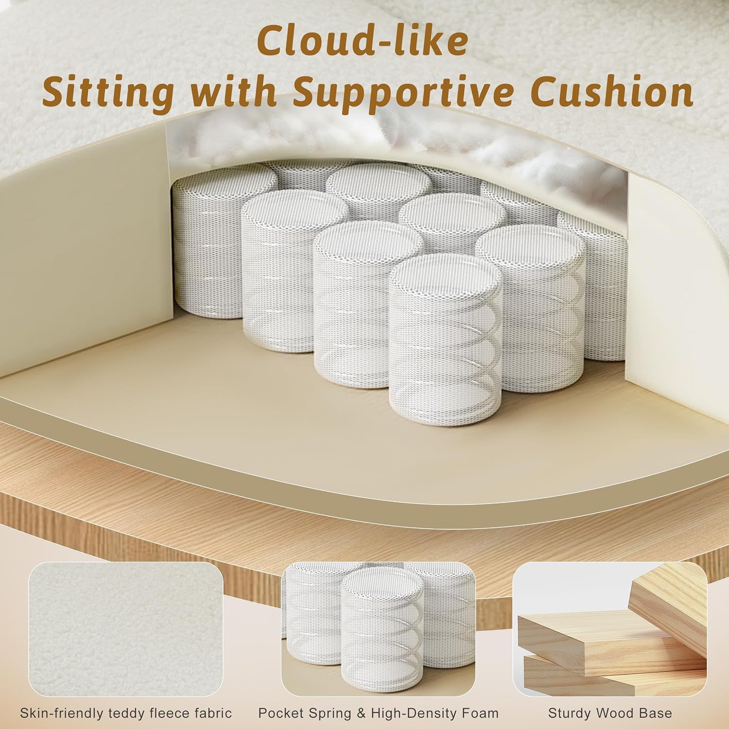 Office Chair,Big and Tall Heavy-Duty Executive Reclining Computer Gaming Chair with Footrest,Flip Armrests,Lumbar Pillow&Thicken Wider Seat for Criss Cross Legged Desk Vanity Chair,Teddy Fabric White