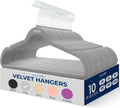 SereneLife Velvet Hangers – 10 Pack, Slim & Space Saving for Closets | Soft velvet grip prevents slipping on silk, satin & knitwear – 360° swivel hook fits all standard closet rods