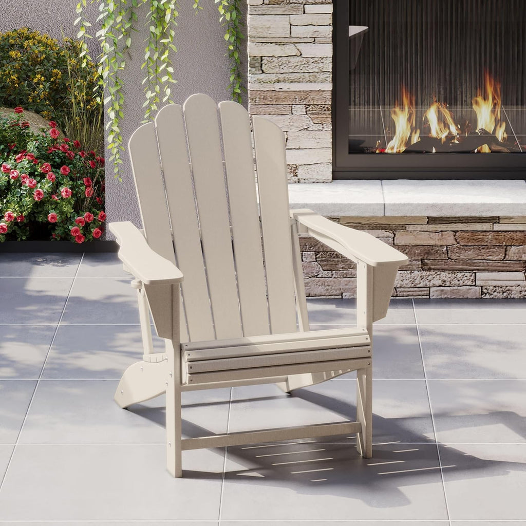 Costaelm Lakeview Outdoor Patio HDPE Adirondack Chair with Cup Holder, Sand