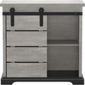 NSdirect Sideboard Coffee Bar Cabinet,Modern Farmhouse Buffet Station Sliding Barn Door Storage Credenza Console with Slat and Shelf Entryway Storage Cabinet Kitchen Dining Living Room, White