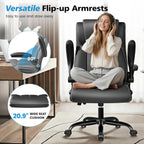 Ergonomic Office Chair – High Back Executive Leather Desk Chair with Inflatable Lumbar Support for Back Pain, Heavy-Duty Computer Desk Chair for Long Workdays, Black