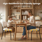 Upholstered Dining Chairs Set of 4, Modern Fabric Kitchen Chairs with Curved Backrest and Cushioned Seat, Sturdy Metal Legs, Modern Dining Chairs for Kitchen Dining Room, Living Room,Beige