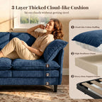 69 Inch Small Sofa, 3-Seater Loveseat Couch with Cloud 2 Layer Cushion, 22.8" Deep Seat, Oversized Pillows, Chenille Fabric, Compact for Small Spaces,Apartment, Living Room, Studio, Office, Blue
