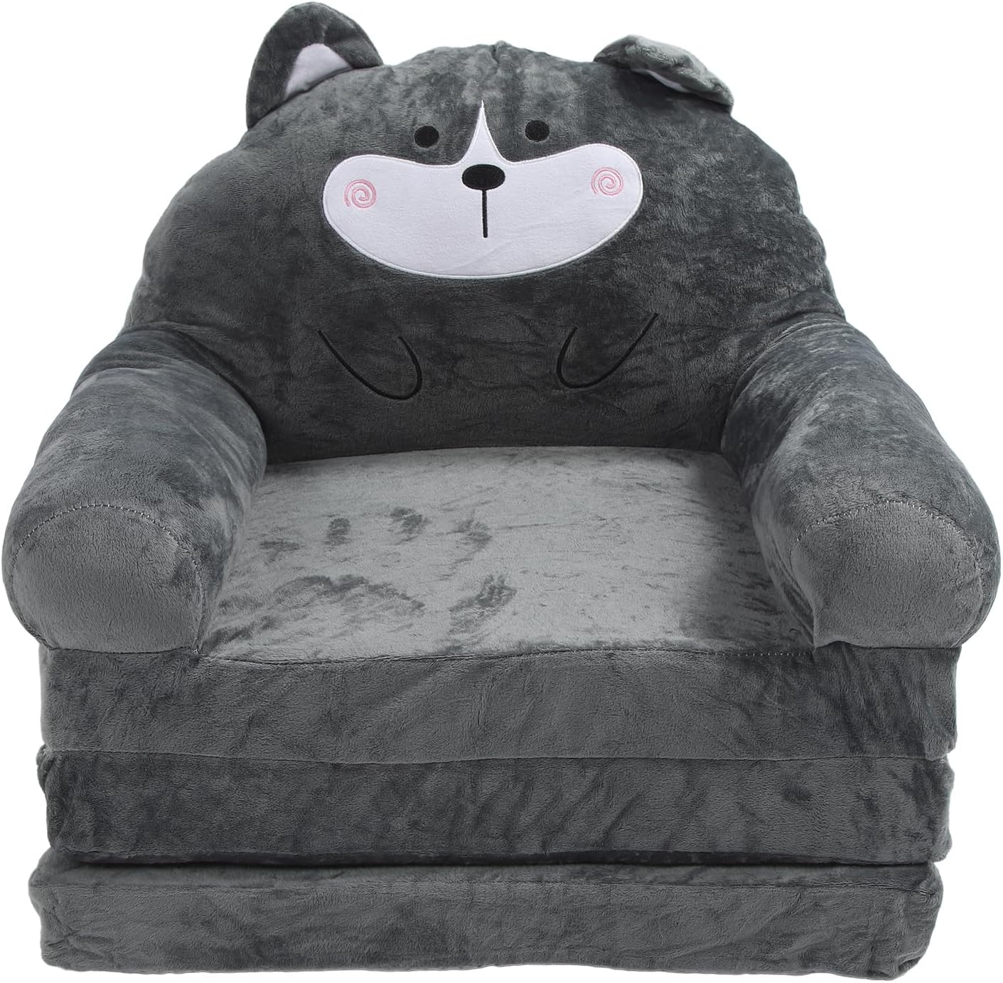 Baby Couch 2 in 1 Fold Out Kids Couch, Folding Out Toddler Chair, Soft Convertible Infant Seats Two Folds - Portable Design, Adorable Cartoon Animal, Ideal for Playroom and (Folding in thirds)