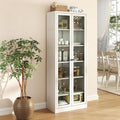 Metal Kitchen Pantry Cabinet, 72" Tall Storage with 5 Adjustable Shelves, White Freestanding Cabinet for Kitchen Pantry Bathroom, 14" Narrow Cabinet with Glass Door