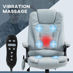 Vinsetto 6 Point Vibrating Massage Office Chair with Heat, Microfiber High Back Executive Office Chair with Reclining Backrest, Padded Armrests and Remote, Light Gray