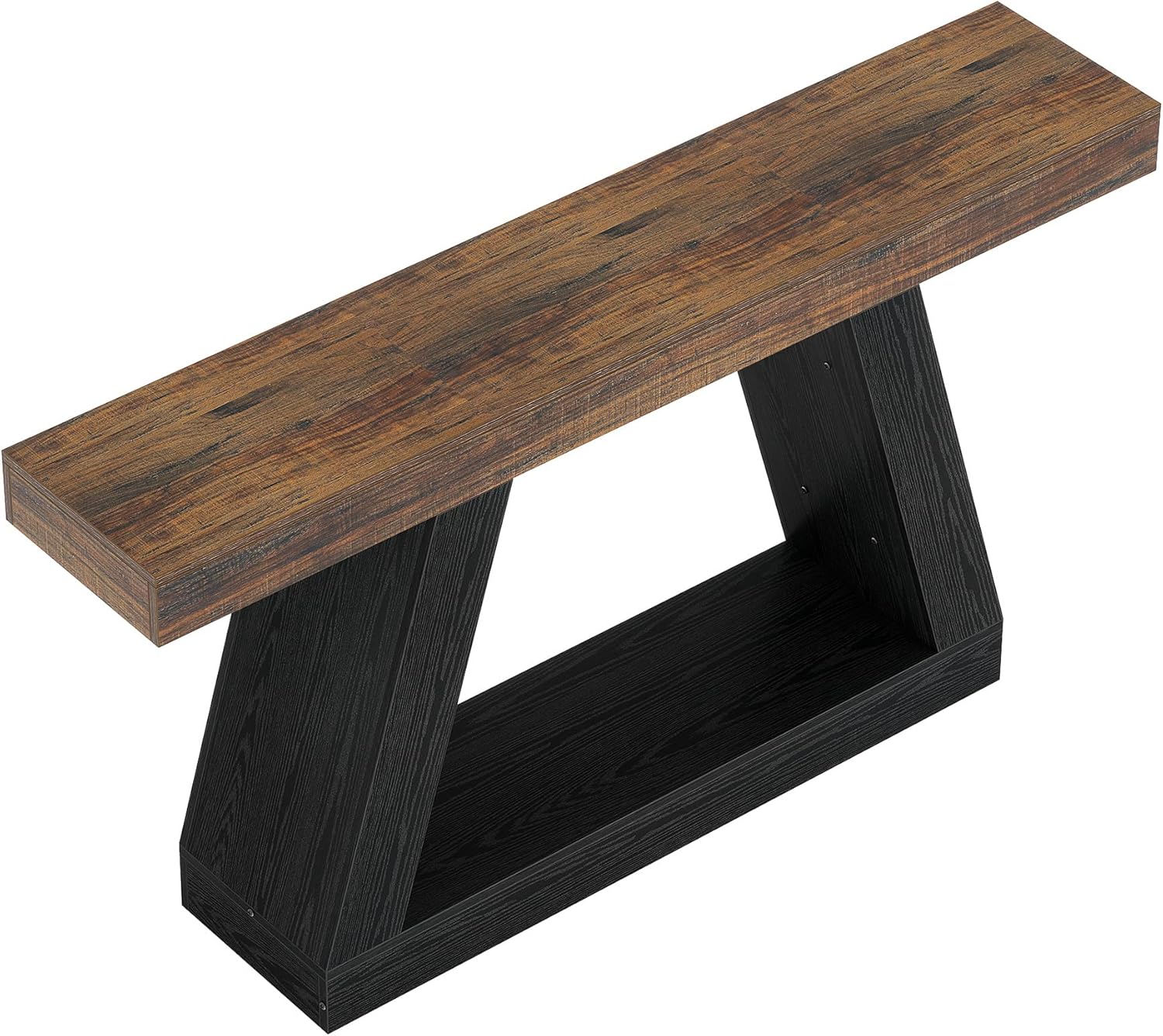 Tribesigns Farmhouse Console Table, 55-Inch Rustic Sofa Table with Storage, Industrial Wooden Entryway Table for Hallway, Living Room, Black & Brown