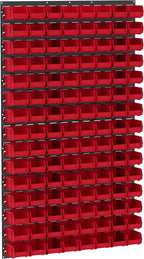Akro-Mils 36"x61" Steel Wall Mount Louvered Panel with 24-Pack of 5 x4 x3 AkroBins Stackable Plastic Storage Bins (Clear), Organization Bundle for Garage, Workshop, Classroom