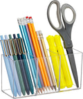 Mind Reader Pen and Accessories Holder, Desktop Organizer, Makeup Organizer, Office, Acrylic, 7"L x 2.5"W x 3.5"H, Clear