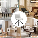 Dining Chairs Set of 2, 360° Swivel Armless Faux Leather Accent Chairs with Padded Back and Metal Legs, Mid-Century Modern Kitchen, Dining Room, Living Room, Bedroom White