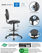 Boss Office Products Stand Up Caressoft Drafting Stool Without Arms in Black (B1690-CS)