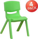 Flash Furniture 4 Pack Green Plastic Stackable School Chair with 12'' Seat Height