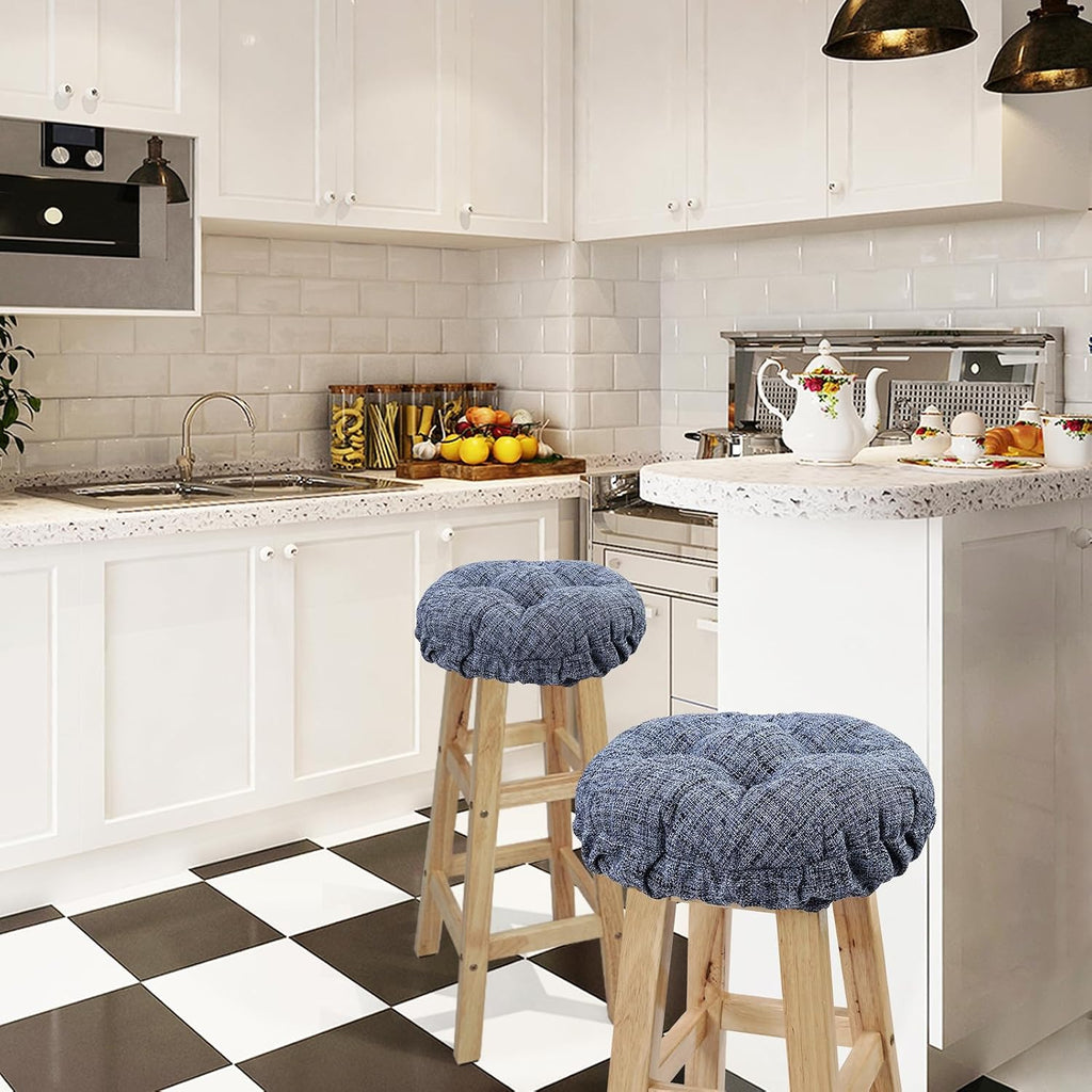 SINOSSO Modern Bar Stool Cushion Dia.13, Fashion Interweaving Design Anti-Skid Silicone Round Stool Seat Cushion Cover Padded (Blue, M,1)