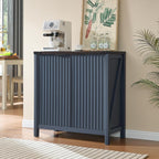 BuildHom 32" Sideboard Buffet Cabinet with Storage, Fluted Accent Storage Cabinet with 2 Doors, Modern Accent Coffee Bar Console Table for Kitchen, Entryway, Navy Blue