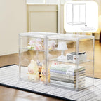 LXLXXL Acrylic Display Case with Removable Shelf Compatible with Labubu POP MART 2 Tier Figure Display Case for Collectibles Cosmetic Clear Acrylic Box