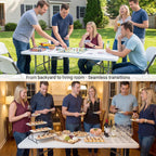 Byliable Folding Table 6ft, Heavy Duty Portable Plastic Fold-in-Half Utility Table with Carrying Handle for Indoor Outdoor, Camping Picnic Party, White