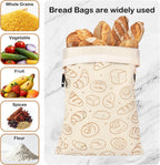 LAKE OF FIRE 16.9"x12.6" Reusable Bread Storage Bags for Homemade Bread with Reusable 2 Sourdough Proofing Covers,Food Cloth Bag Storage Box (Beige + Bread)