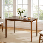 Small Dining Table, 43 Inch Rectangular Solid Wood Kitchen Table for Small Space, Easy Assembly, Dining Room Table for Home, Apartment, Office, Walnut