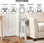 Inspired Living 18" Step Stool, Folding Step Stools for Adults, Plastic Foldable Step Stools Kids, Holds Up to 330 lbs, Collapsible Folding Stool for Kitchen, Bathroom, Bedroom (White Black, 18" High)
