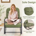 HOMEFUN Nursery Rocking Chair,Patio Rocking Chair,Upholstered Glider Rocker with Padded Seat and High Backrest Safe and Comfy Armchair for Living Room Office,Front Porch, Garden, Patio, Backyard Green