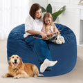 Homguava Chenille Bean Bag Bed, Convertible Bean Bag Chairs from Lazy Sofa Chair to Floor Mattress Bed, 3 in 1 Giant Bean Bag Chair for Adults with Filler for Living Room Machine Washable(Queen,Blue)