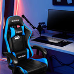 NEO CHAIR Video Gaming Chair with Footrest High Back Ergonomic Comfortable Office Computer Desk with Lumbar Support Height Adjustable with PU Leather Recliner for Adults Women Men (Blue)