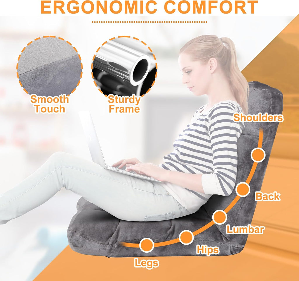 SUPER DEAL 14-Position Folding Floor Chair Gaming Sofa Cushioned Padded Reclining Bed Lounge Couch Seating for Comfy Reading, Reading, Gaming, Relaxing, Watching TV