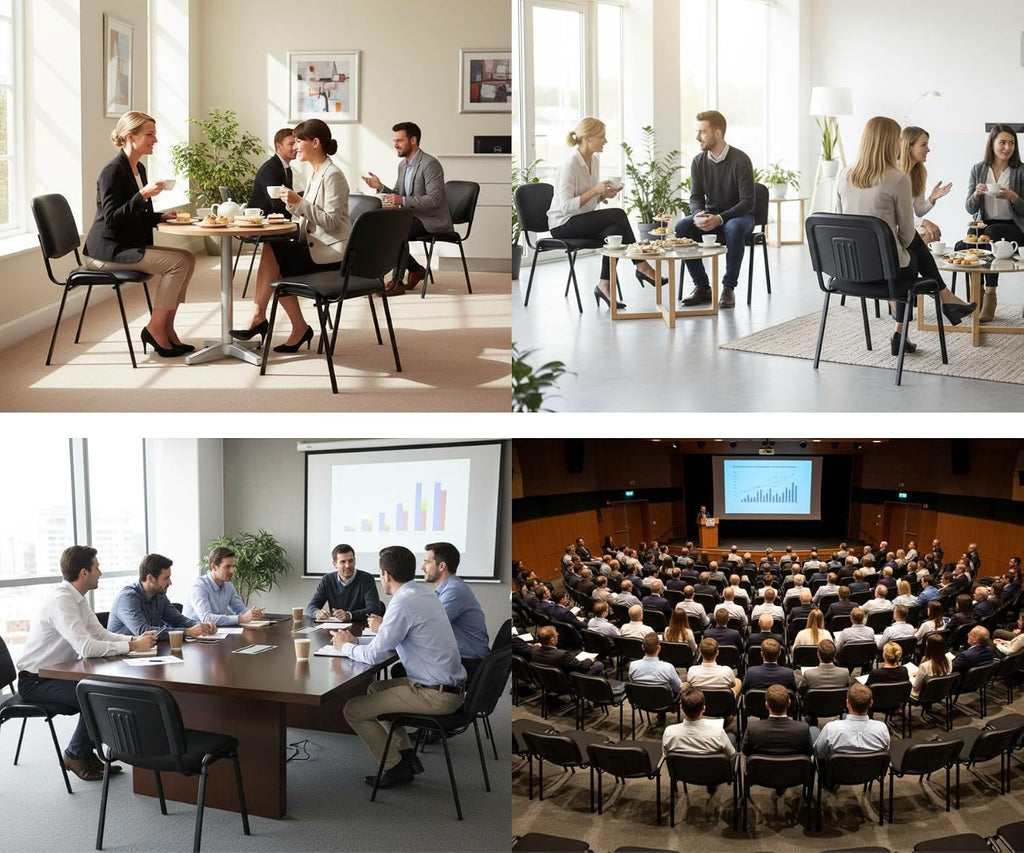 ROCITY Waiting Room Chairs Set of 5 Stackable Conference Room Chairs Mesh Office Reception Chair for Guest, School Breakroom Banquet Church Lobby (Mesh-Cushion,Black,5PCS)
