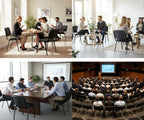 ROCITY Waiting Room Chairs Set of 5 Stackable Conference Room Chairs Mesh Office Reception Chair for Guest, School Breakroom Banquet Church Lobby (Mesh-Cushion,Black,5PCS)
