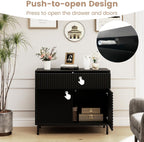 Giantex Buffet Cabinet with Storage, 32" Wide Coffee Bar Console Table with 2 Doors and 1 Drawer, Sideboard Credenza, Modern Fluted Storage Cabinet for Kitchen, Dining Room, Living Room (1)