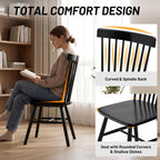 AreShark Windsor Dining Chairs Set of 4, Farmhouse Wooden Dining Room Chairs, Solid Wood Kitchen Chairs with Spindle Back, Black
