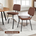 VipDesk Dining Chairs Set of 2, Faux Leather Upholstered Dining Chairs, Mid Century Modern Kitchen Dining Room Accent Chairs with Curved Backrest and Steel Frame for Living Room, Vanity - Coffee
