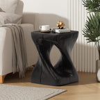 Magnesium Oxide Side Table Outdoor Square End Table Indoor, Lightweight Concrete Side Table for Courtyard Balcony, No Need Assembly, Black