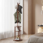 VECELO Coat Rack Freestanding, Entryway Hanger Stand, Umbrella Holder, Hall Tree With Hooks, Floor Standing Tree Stand,Walnut