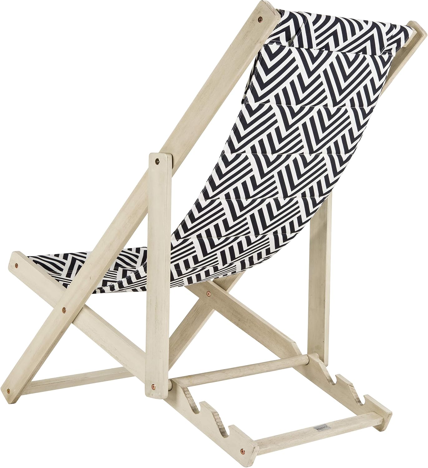 SAFAVIEH Outdoor Collection Rive White Wash and Navy Foldable Sling Chair