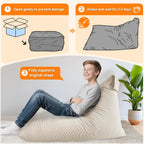 Lukeight Bean Bag Lounger Chair with Memory Foam for Kids Teens Adults, Bean Bag Sofa with Removable Cover, Cozy Beanbag Chair for Living Room, Lazy Sofa for Gaming and Reading, Large
