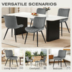 Velvet Dining Chairs Set of 2, Modern Upholstered Kitchen and Dining Room Chair with Ergonomic Back, Mid Century Armless Accent Side Chair with Metal Legs for Vanity Living Room Reception, Grey