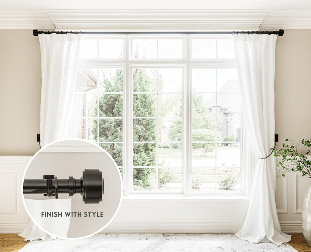 BLASTHOME® Luxury Layers Knob Finials – Fits Only Signature Collection Curtain Rods (Rod Not Included) - Premium Quality, Heavy Metal – Set of Two – Tuxedo Black