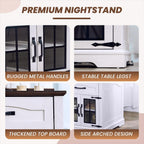 23.6" W Farmhouse End Table with Hidden Charging Station,Farmhouse Side Table with Drawer for Sofa Couch or Bedside, Rustic Nightstand with Storage for Living Room, Bedroom (Off White)