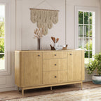 59" Buffet Cabinet with Drawers, Large Fluted Sideboard Buffet Storage Cabinet with Charging Station, Shelves and Doors, Modern Accent Coffee Bar Console Table for Kitchen, Entryway and Living Room