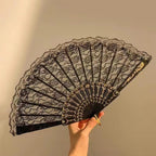 Renaissance Gothic lady Folding Lace Fan Handheld with Tassels For Wedding Bridal Tea Dancing Party