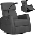 Evolur Maverick Upholstered Power Glider Recliner with Device Holder – Swivel, Rocking & Smooth Power Recline – Greenguard Gold & FSC Certified, Modern Nursery and Living Room Chair in Tempered Grey